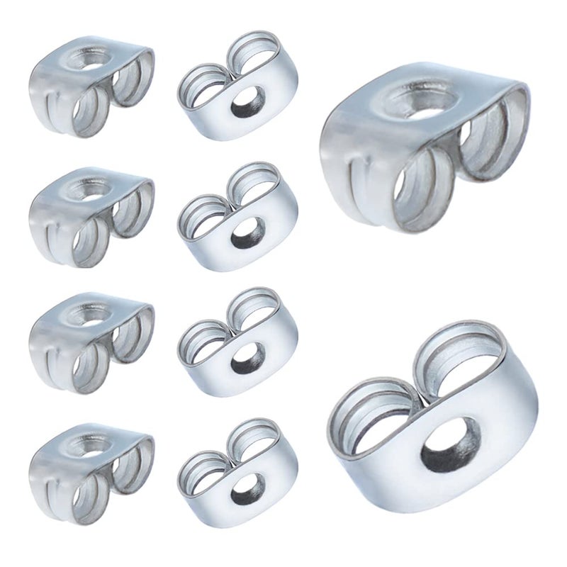 Chunney 300 Pieces Stainless Steel Butterfly Earring Backs (Silver 5x3.5mm) - Image 1